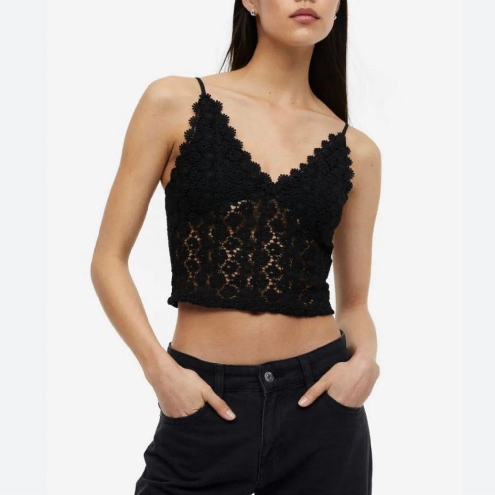 Laced V-Neck Cropped Tank